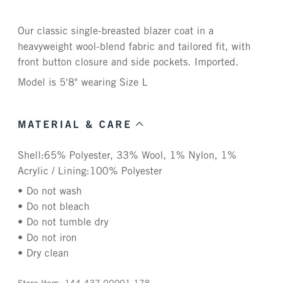 TALL large - cream colored jacket - NWT in bag - a&f - Picture 6 of 6